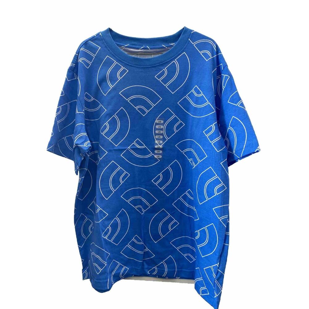 The North Face Tee Short Sleeve AOP Box Fit Optic Blue Half Size Large